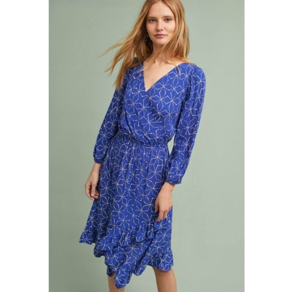 Anthropologie Plenty by Tracy Reese Aleah Dress Blue Motif Medium